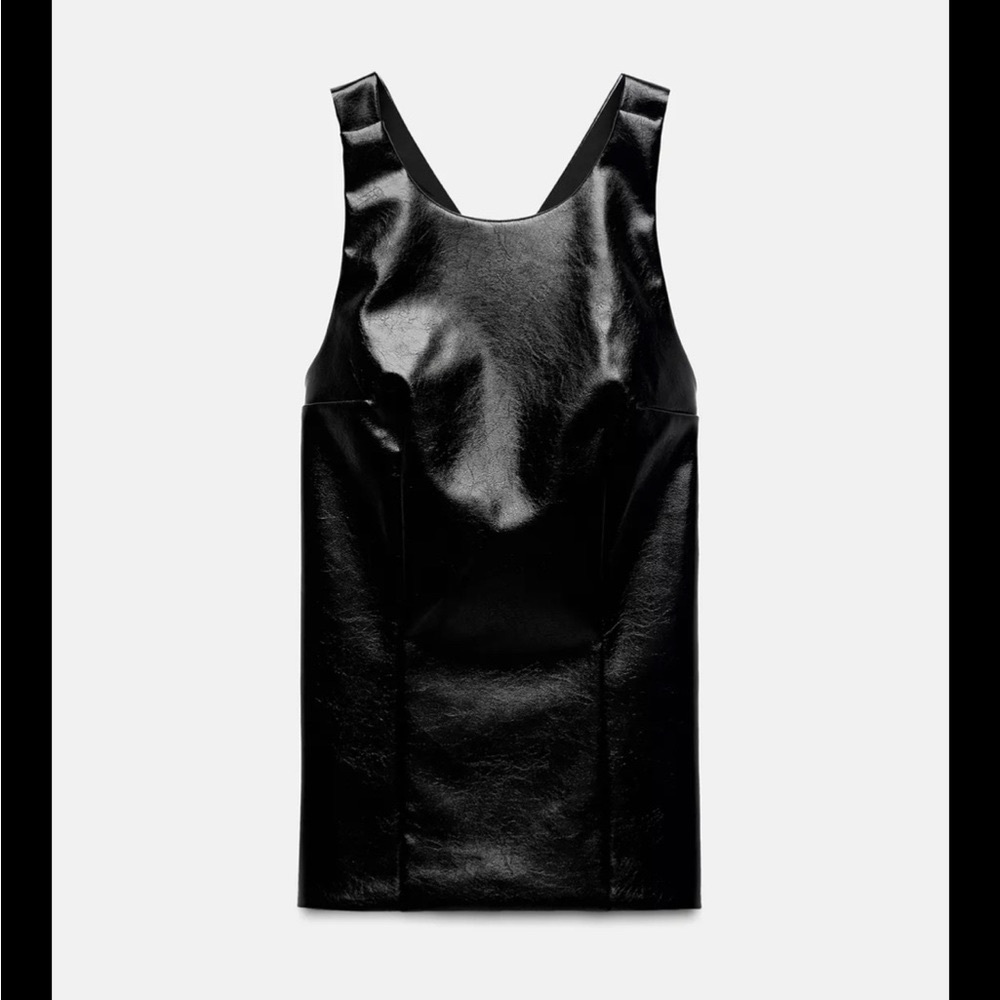 NWT Zara Faux Leather Strappy Top